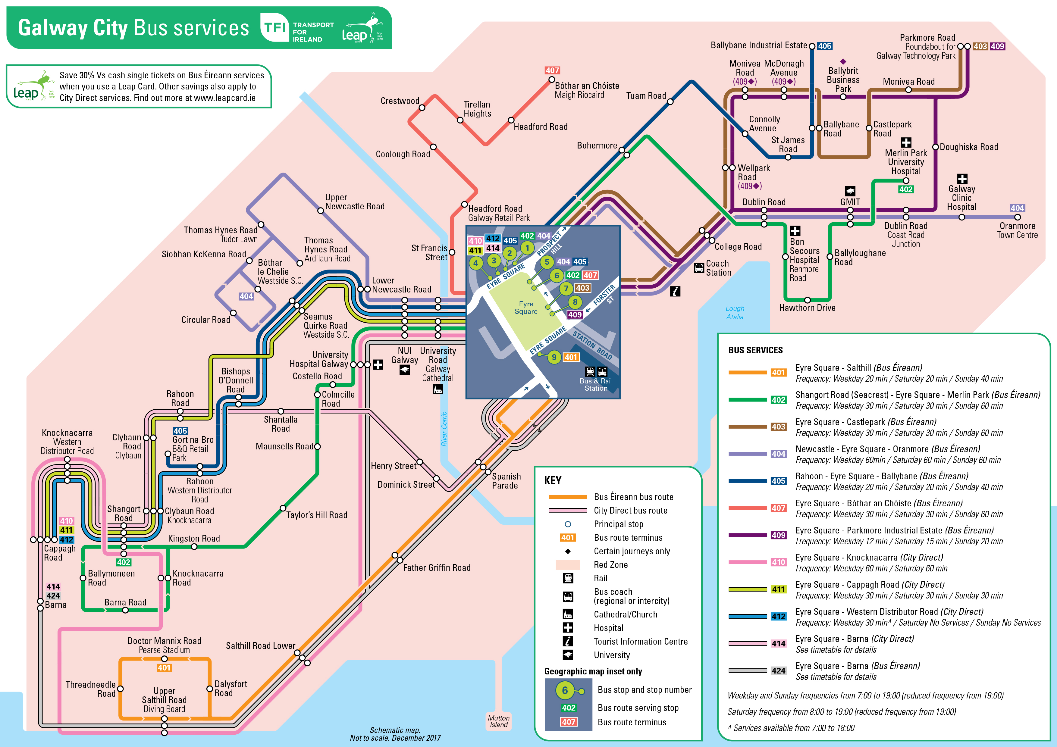 Galway City Bus Services Map