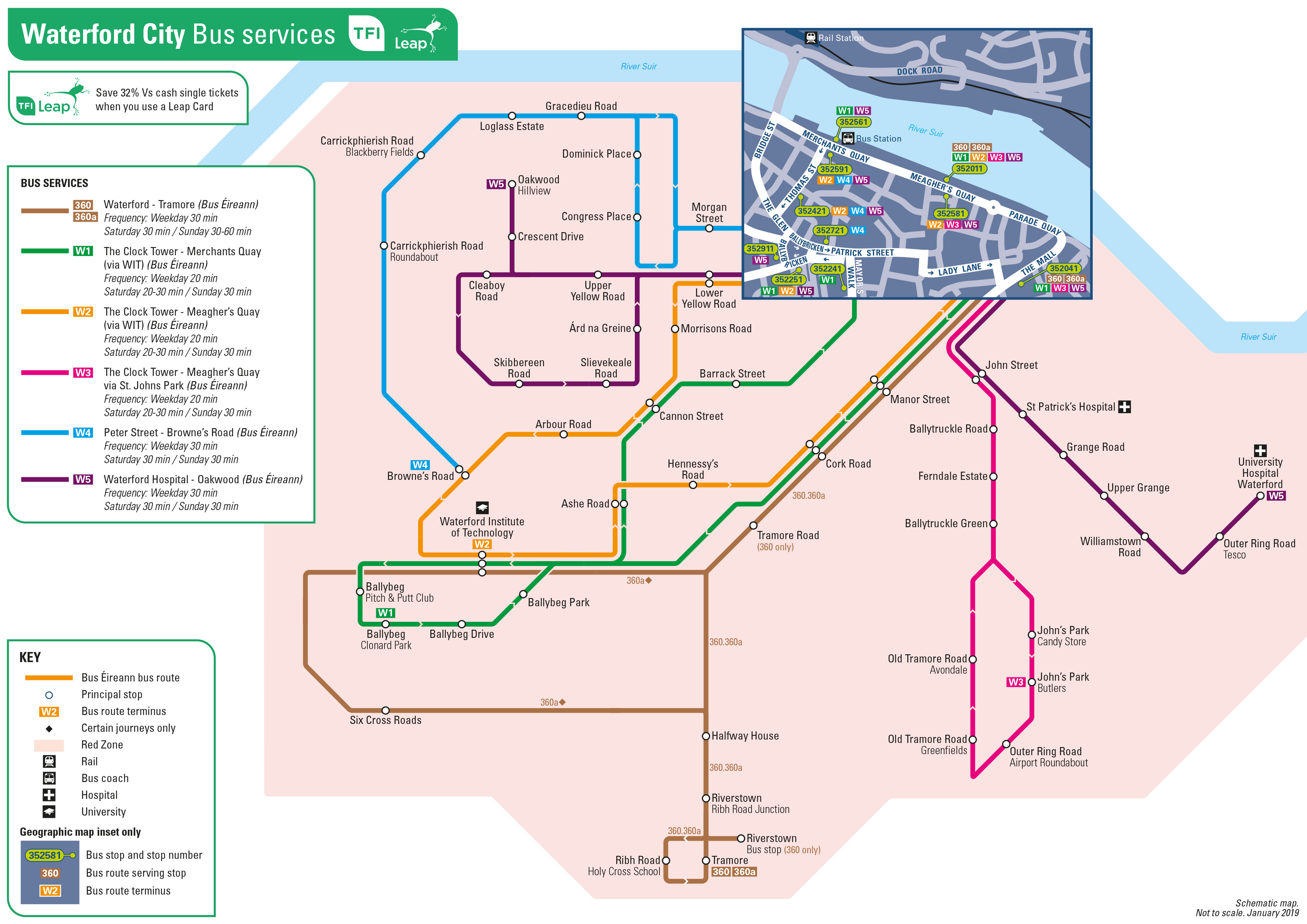 Waterford City Bus Services Map