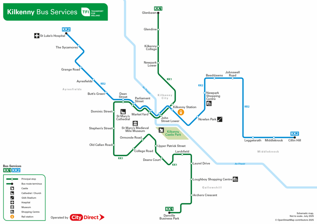 Kilkenny bus services TFI Leap Card map